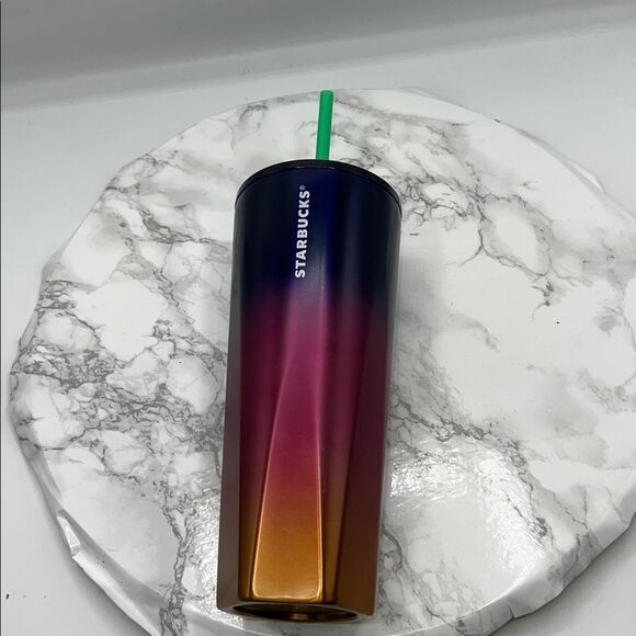 STARBUCKS 2022 Purple Pink Orange Ombre Stainless Steel 24 Oz Venti Cold Cup - Picture 1 of 6